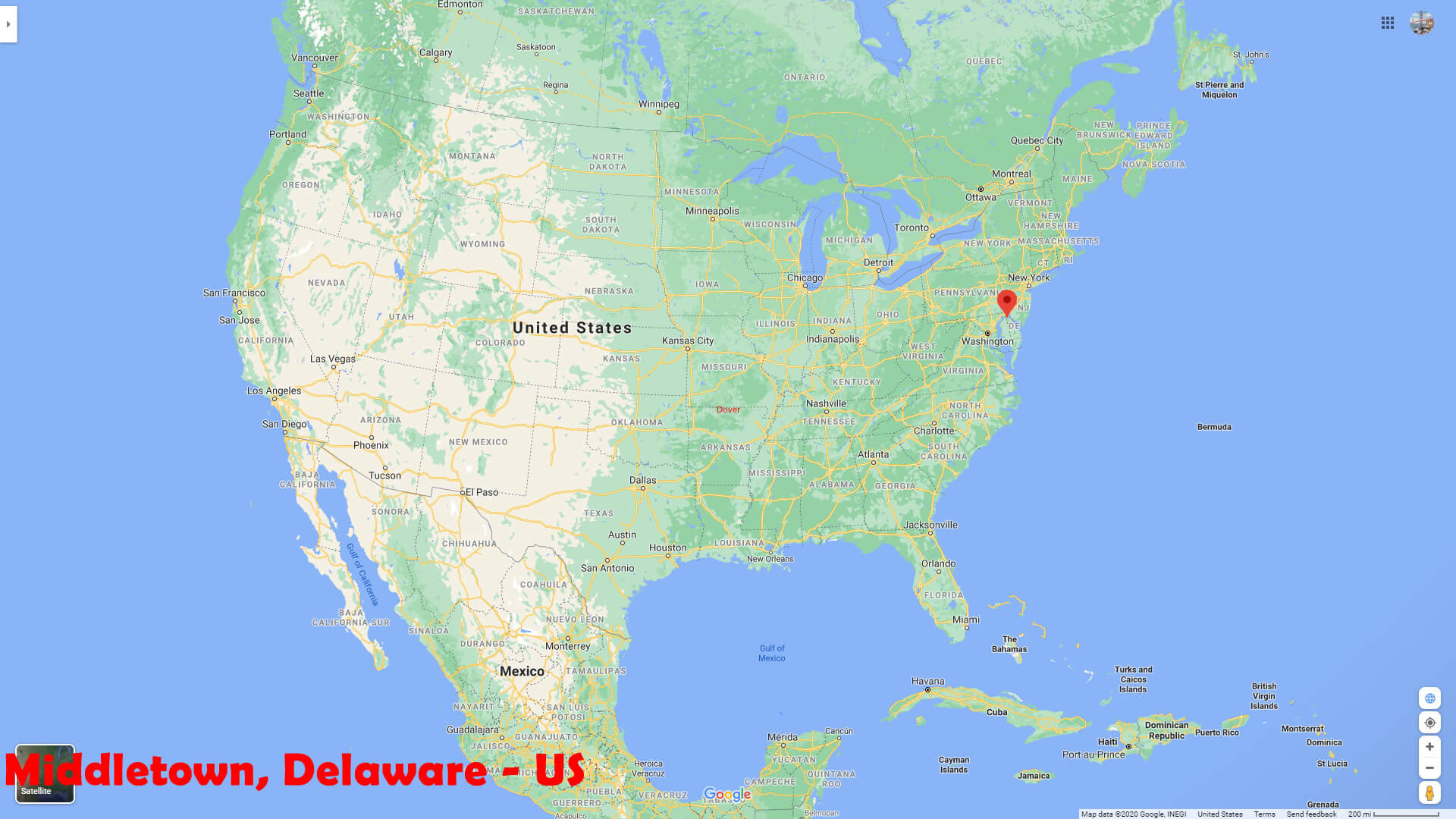 Middletown Emplacement Carte Delaware EU